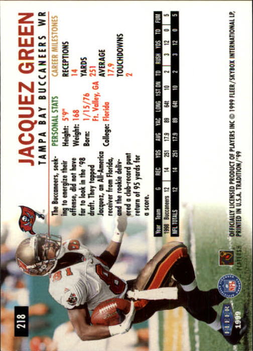 1999 Tradition (Fleer) Football "Main Set" Base Cards #151 to #300 - Picture 131 of 285