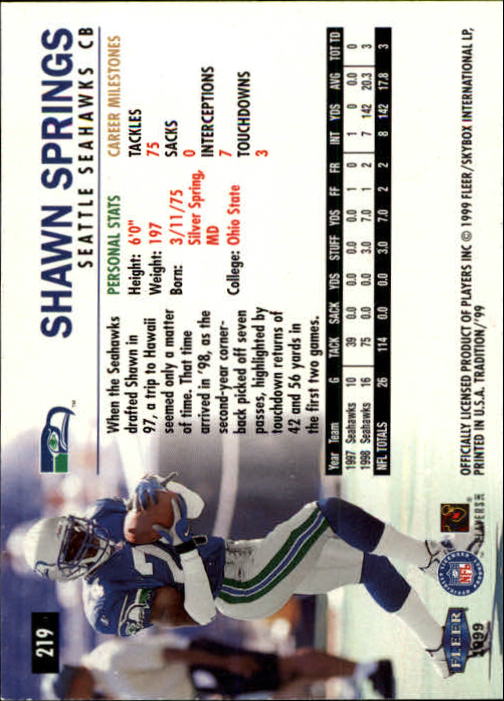 1999 Tradition (Fleer) Football "Main Set" Base Cards #151 to #300 - Picture 133 of 285