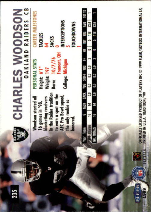 1999 Tradition (Fleer) Football "Main Set" Base Cards #151 to #300 - Picture 163 of 285