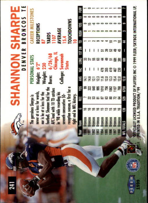 1999 Tradition (Fleer) Football "Main Set" Base Cards #151 to #300 - Picture 173 of 285