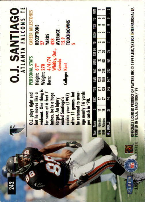 1999 Tradition (Fleer) Football "Main Set" Base Cards #151 to #300 - Picture 175 of 285