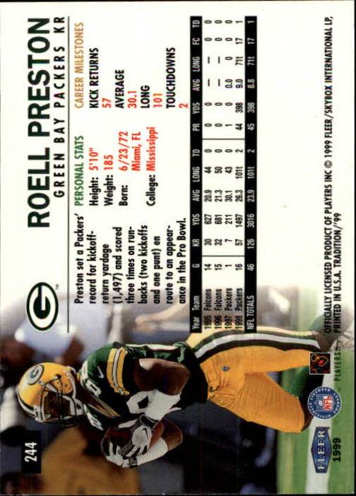 1999 Tradition (Fleer) Football "Main Set" Base Cards #151 to #300 - Picture 179 of 285