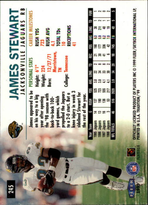 1999 Tradition (Fleer) Football "Main Set" Base Cards #151 to #300 - Picture 181 of 285