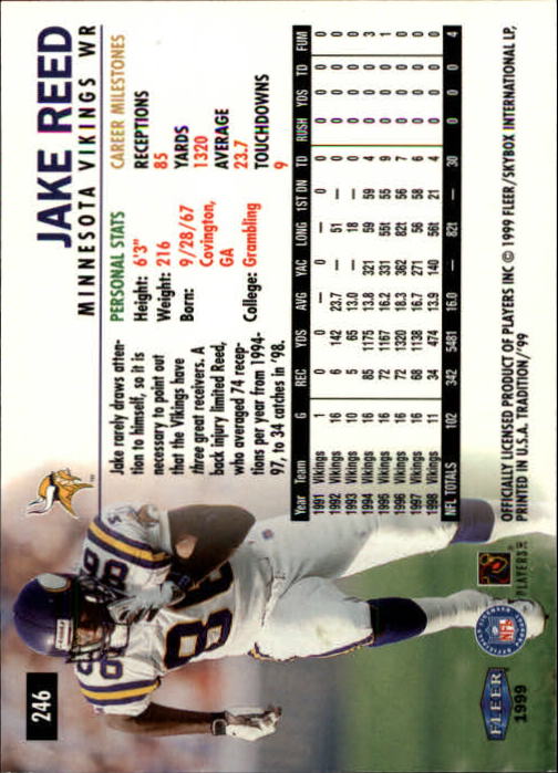 1999 Tradition (Fleer) Football "Main Set" Base Cards #151 to #300 - Picture 183 of 285