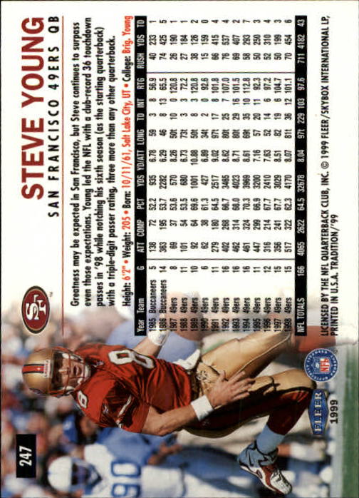 1999 Tradition (Fleer) Football "Main Set" Base Cards #151 to #300 - Picture 185 of 285
