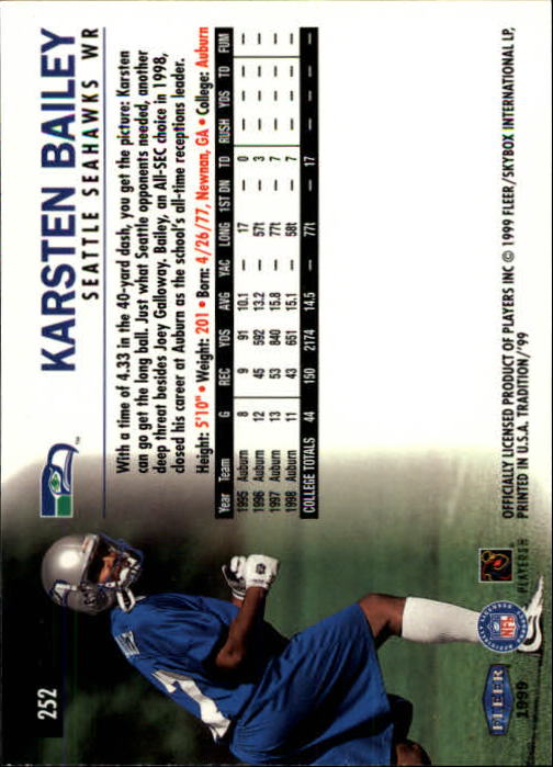 1999 Tradition (Fleer) Football "Main Set" Base Cards #151 to #300 - Picture 191 of 285