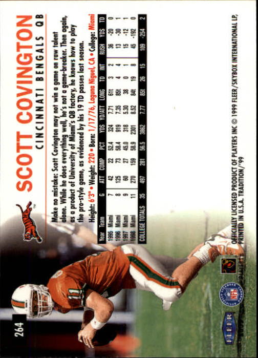1999 Tradition (Fleer) Football "Main Set" Base Cards #151 to #300 - Picture 215 of 285