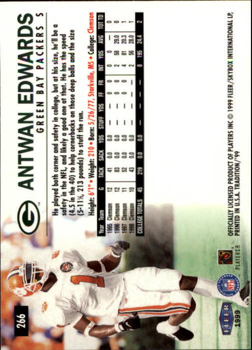 1999 Tradition (Fleer) Football "Main Set" Base Cards #151 to #300 - Picture 219 of 285