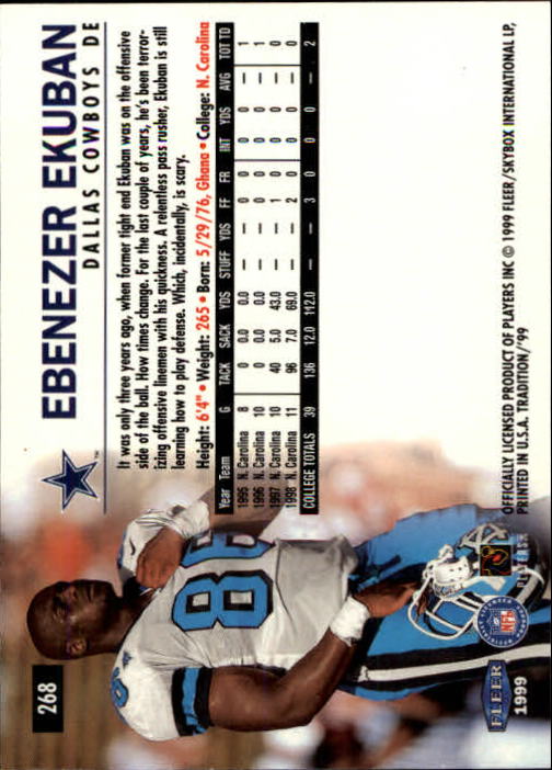 1999 Tradition (Fleer) Football "Main Set" Base Cards #151 to #300 - Picture 223 of 285