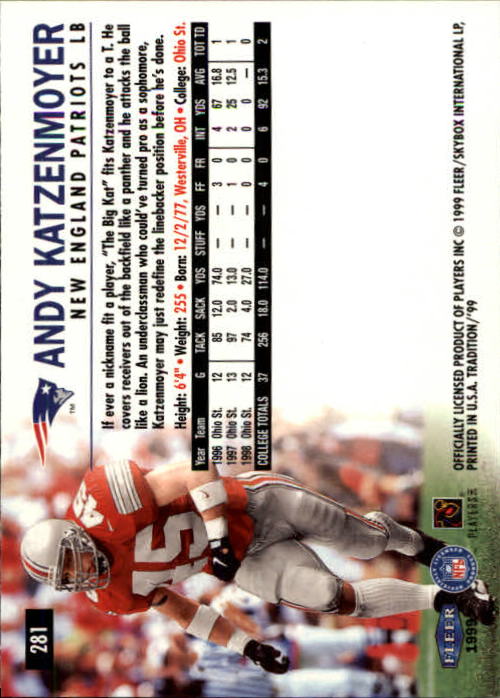 1999 Tradition (Fleer) Football "Main Set" Base Cards #151 to #300 - Picture 247 of 285