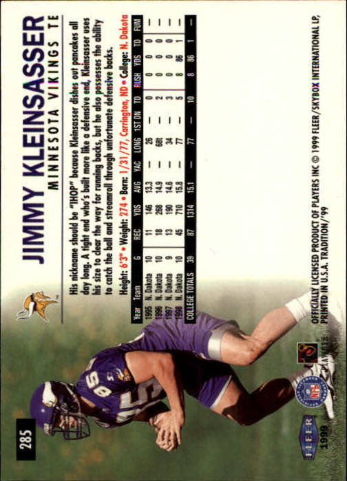 1999 Tradition (Fleer) Football "Main Set" Base Cards #151 to #300 - Picture 255 of 285