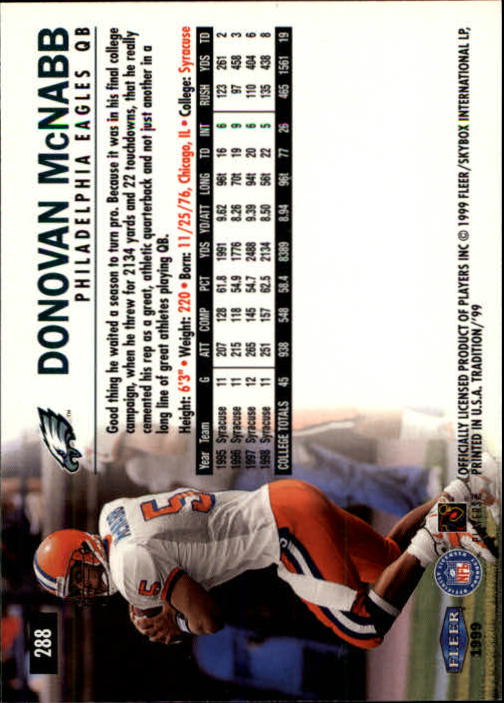 1999 Fleer Tradition #288 Donovan McNabb RC - NM-MT