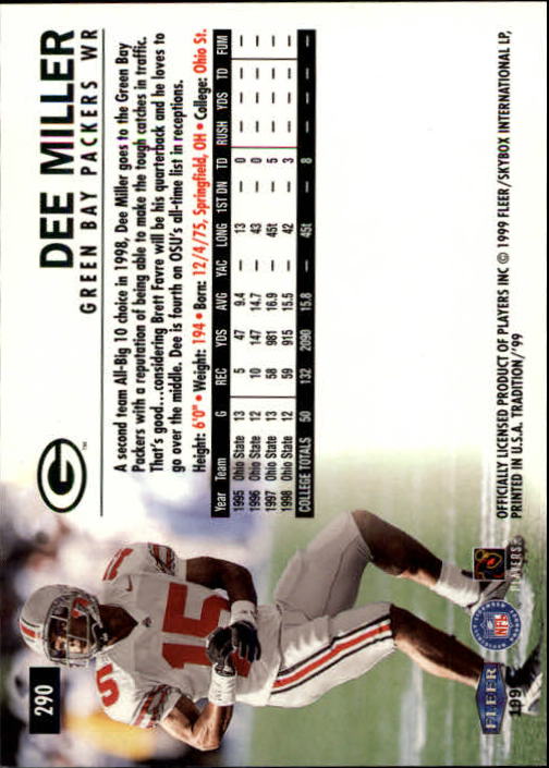 1999 Tradition (Fleer) Football "Main Set" Base Cards #151 to #300 - Picture 265 of 285