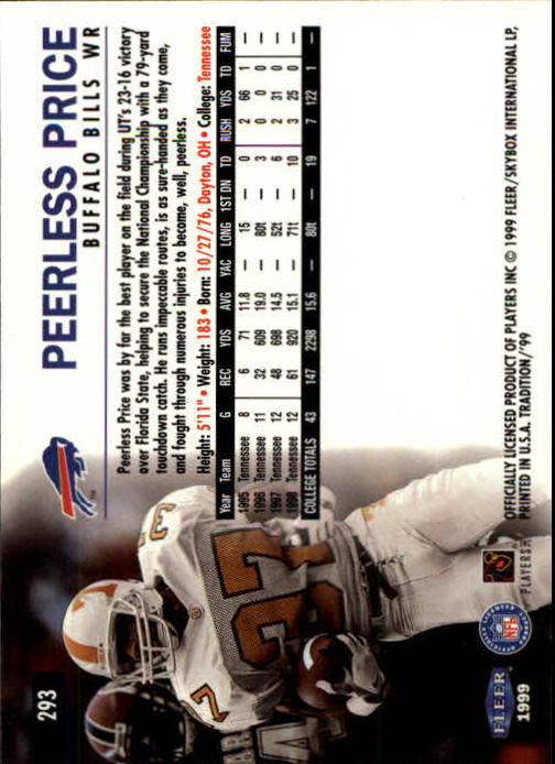 1999 Tradition (Fleer) Football "Main Set" Base Cards #151 to #300 - Picture 271 of 285