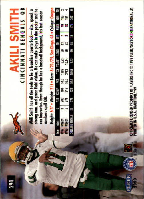1999 Tradition (Fleer) Football "Main Set" Base Cards #151 to #300 - Picture 273 of 285