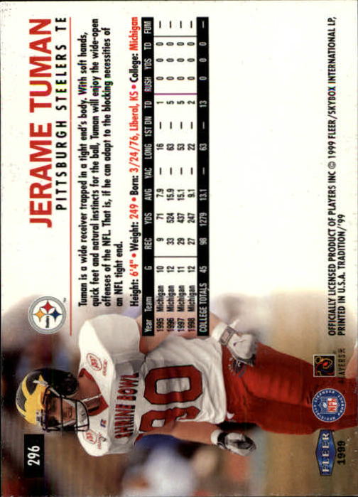 1999 Tradition (Fleer) Football "Main Set" Base Cards #151 to #300 - Picture 277 of 285