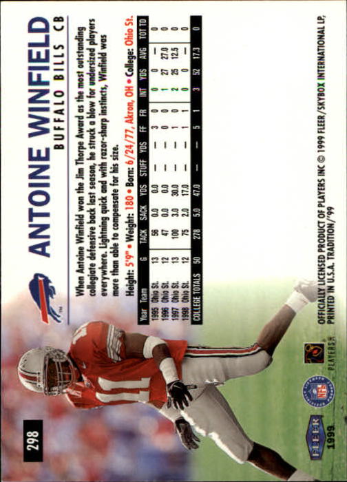 1999 Tradition (Fleer) Football "Main Set" Base Cards #151 to #300 - Picture 281 of 285
