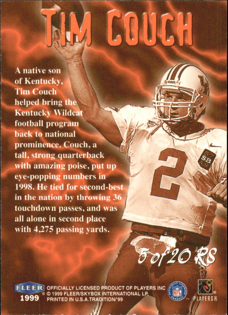 1999 Fleer Tradition Rookie Sensations #5 Tim Couch back image