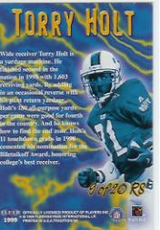 1999 Fleer Tradition Rookie Sensations #9 Torry Holt back image