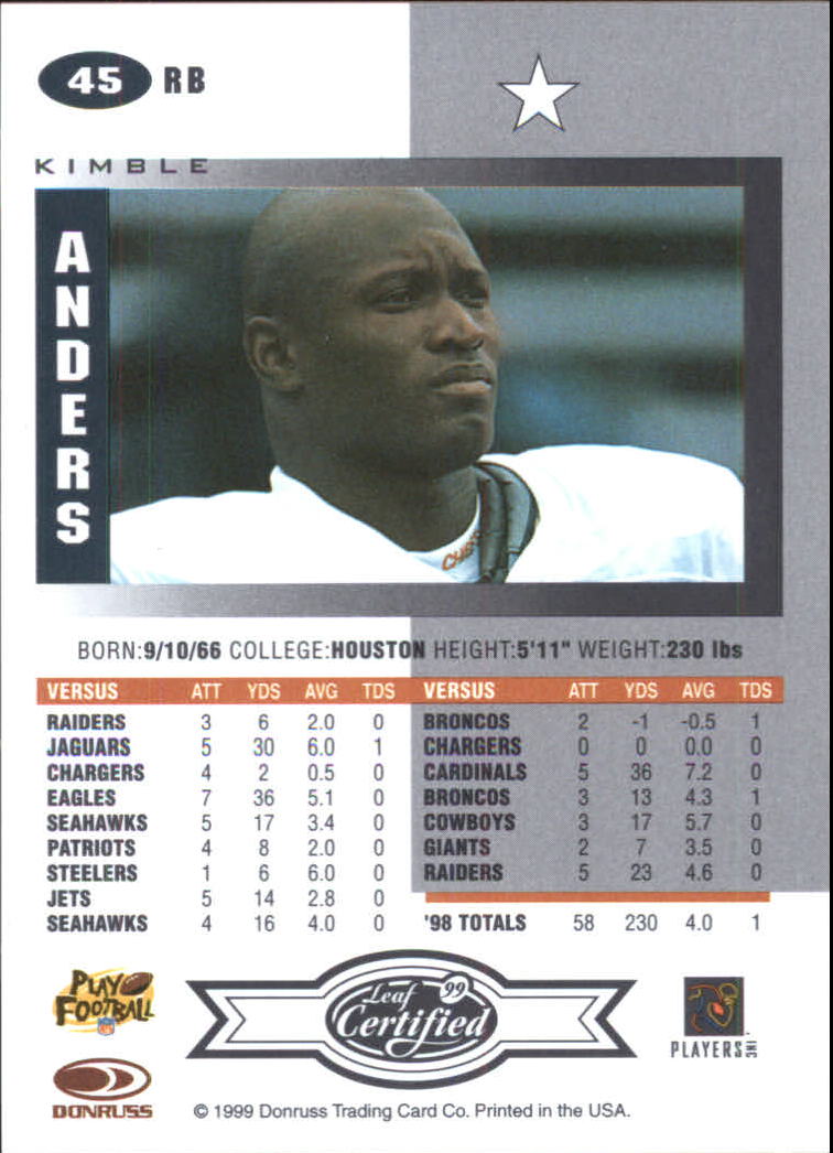 A8150- 1999 Leaf Certified FB Cards 1-225 +Inserts -You Pick- 15+ FREE US SHIP - Picture 91 of 395