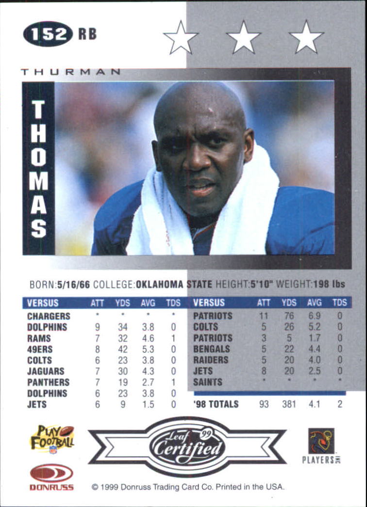 A8150- 1999 Leaf Certified FB Cards 1-225 +Inserts -You Pick- 15+ FREE US SHIP - Picture 301 of 395