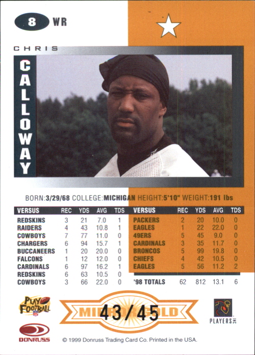1999 Leaf Certified Mirror Gold #8 Chris Calloway back image