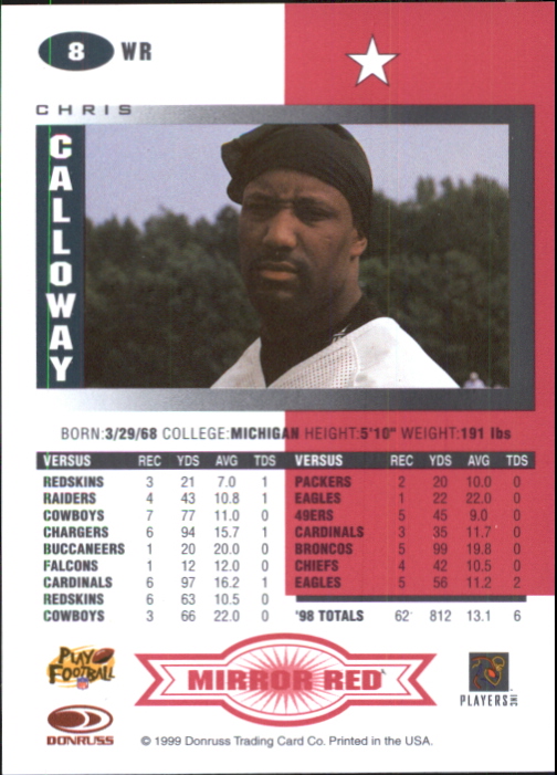 1999 Leaf Certified Mirror Red #8 Chris Calloway back image