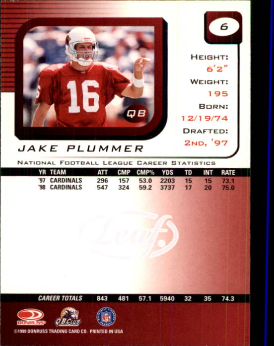 1999 Leaf Rookies and Stars #6 Jake Plummer back image