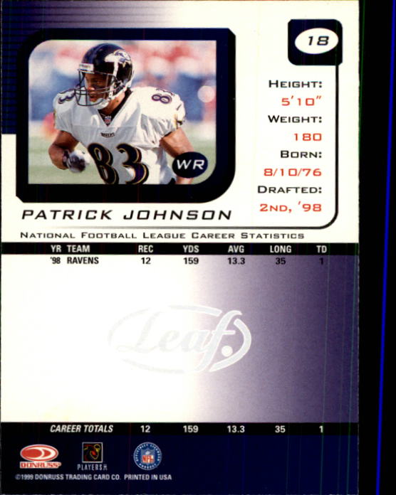 1999 Leaf Rookies and Stars #18 Patrick Johnson back image