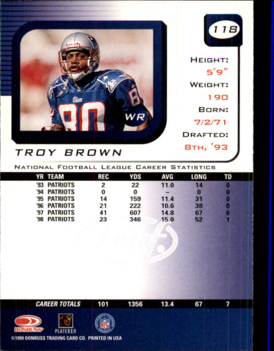 1999 Leaf Rookies and Stars #118 Troy Brown back image