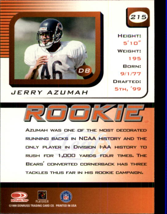 1999 Leaf Rookies and Stars #215 Jerry Azumah RC - NM-MT