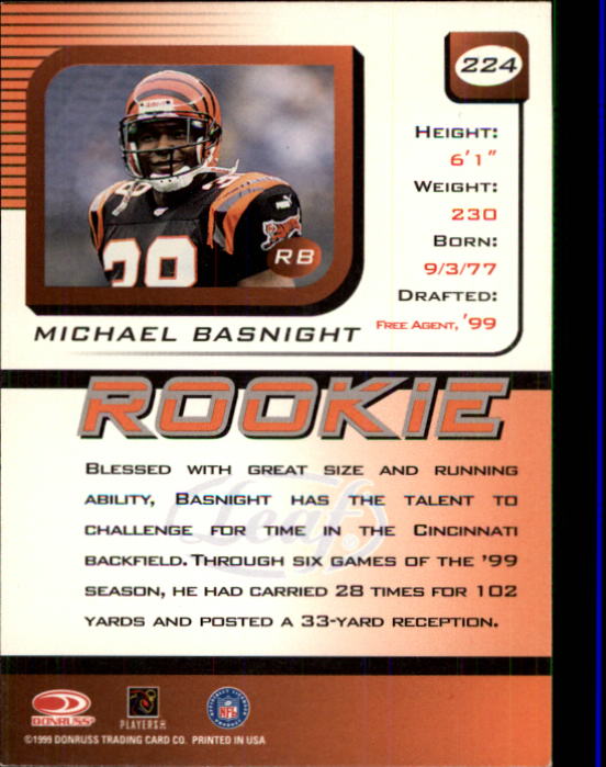 1999 Leaf Rookies and Stars #224 Michael Basnight RC back image