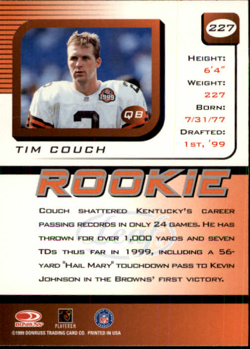 1999 Leaf Rookies and Stars #227 Tim Couch RC back image