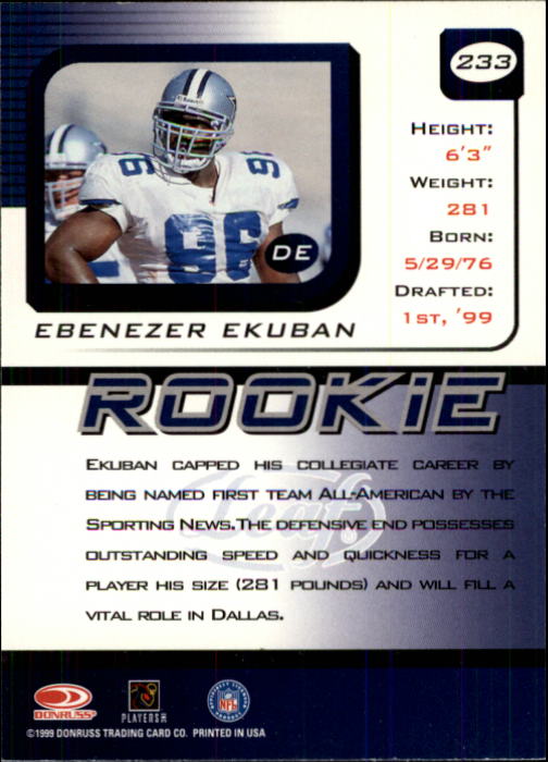 1999 Leaf Rookies and Stars #233 Ebenezer Ekuban RC back image