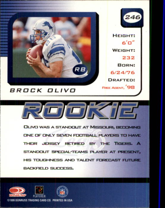 1999 Leaf Rookies and Stars #246 Brock Olivo RC back image