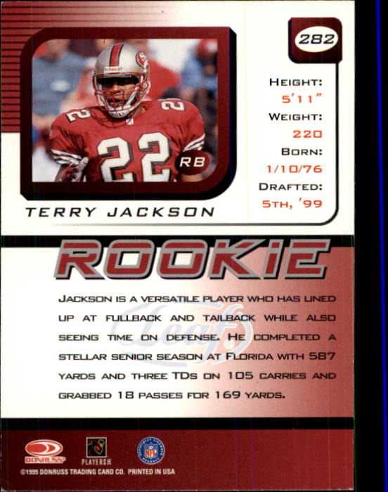 1999 Leaf Rookies and Stars #282 Terry Jackson RC back image