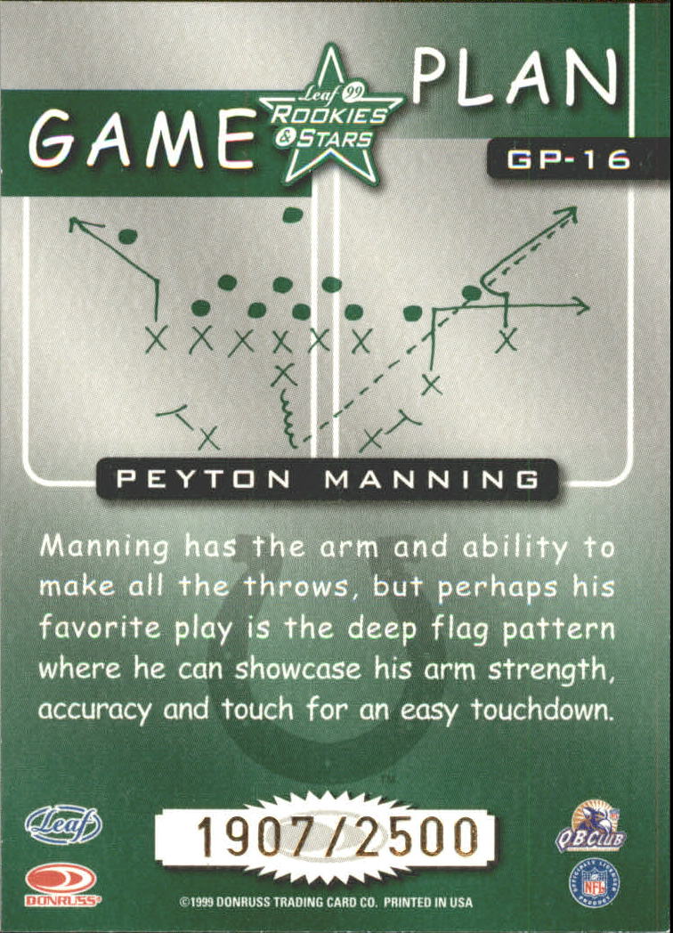1999 Leaf Rookies and Stars Game Plan #GP16 Peyton Manning back image