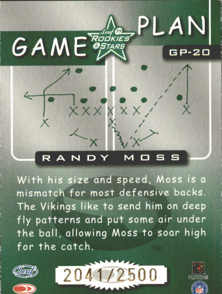 1999 Leaf Rookies and Stars Game Plan #GP20 Randy Moss back image