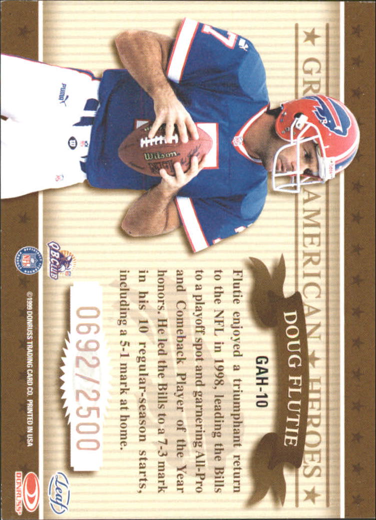 1999 Leaf Rookies And Stars Great American Heroes Card 10 Doug Flutie 