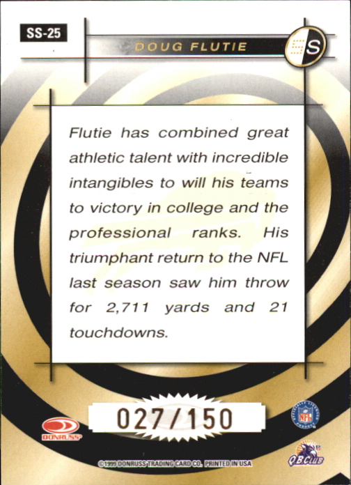 1999 Leaf Rookies and Stars Signature Series #SS25 Doug Flutie back image