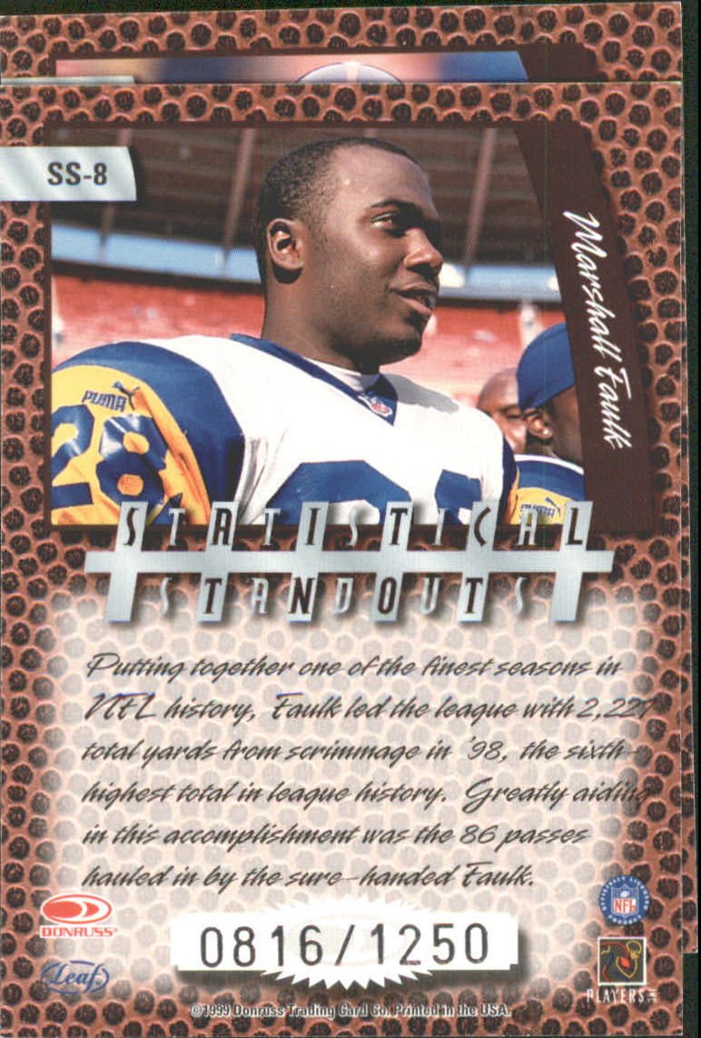 1999 Leaf Rookies and Stars Statistical Standouts #SS8 Marshall Faulk back image