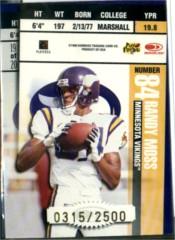1999 Leaf Rookies and Stars Ticket Masters Executives #1 R.Moss/C.Carter back image
