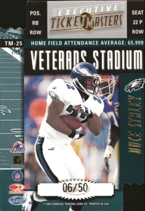 1999 Leaf Rookies and Stars Ticket Masters Executives #25 D.Staley/D.McNabb back image