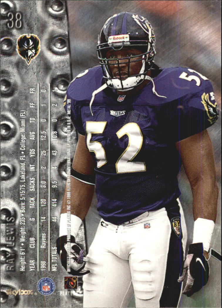 1999 Metal Universe #38 Ray Lewis back image