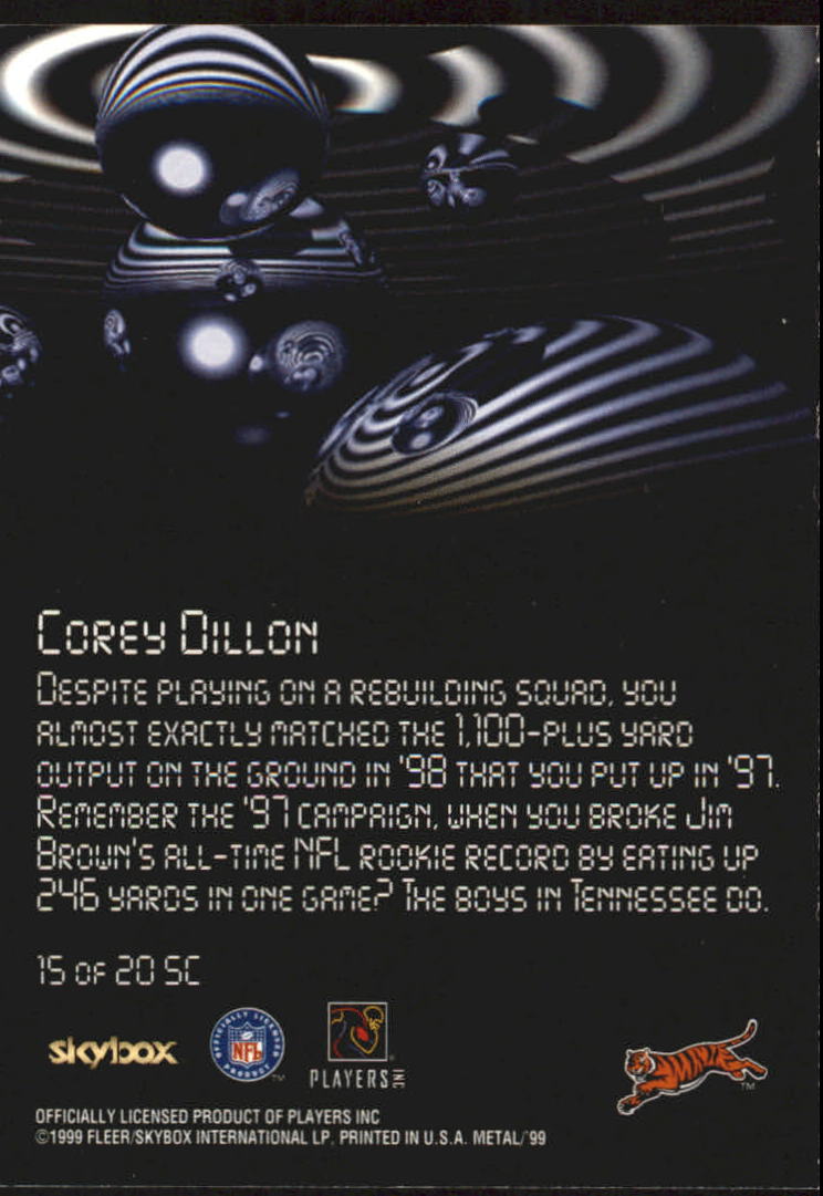 1999 Metal Universe Starchild #SC15 Corey Dillon back image