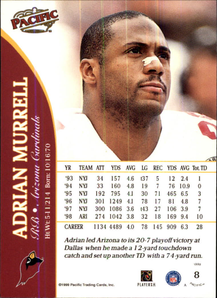 1999 Pacific #8 Adrian Murrell back image