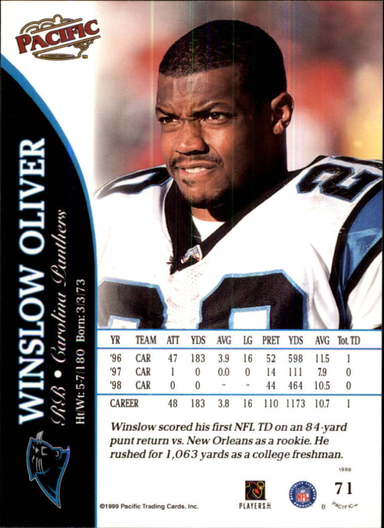 1999 Pacific #71 Winslow Oliver back image