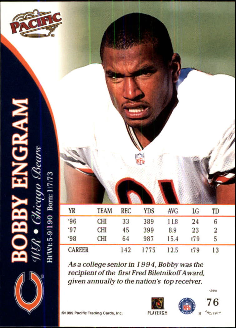 1999 Pacific #76 Bobby Engram back image