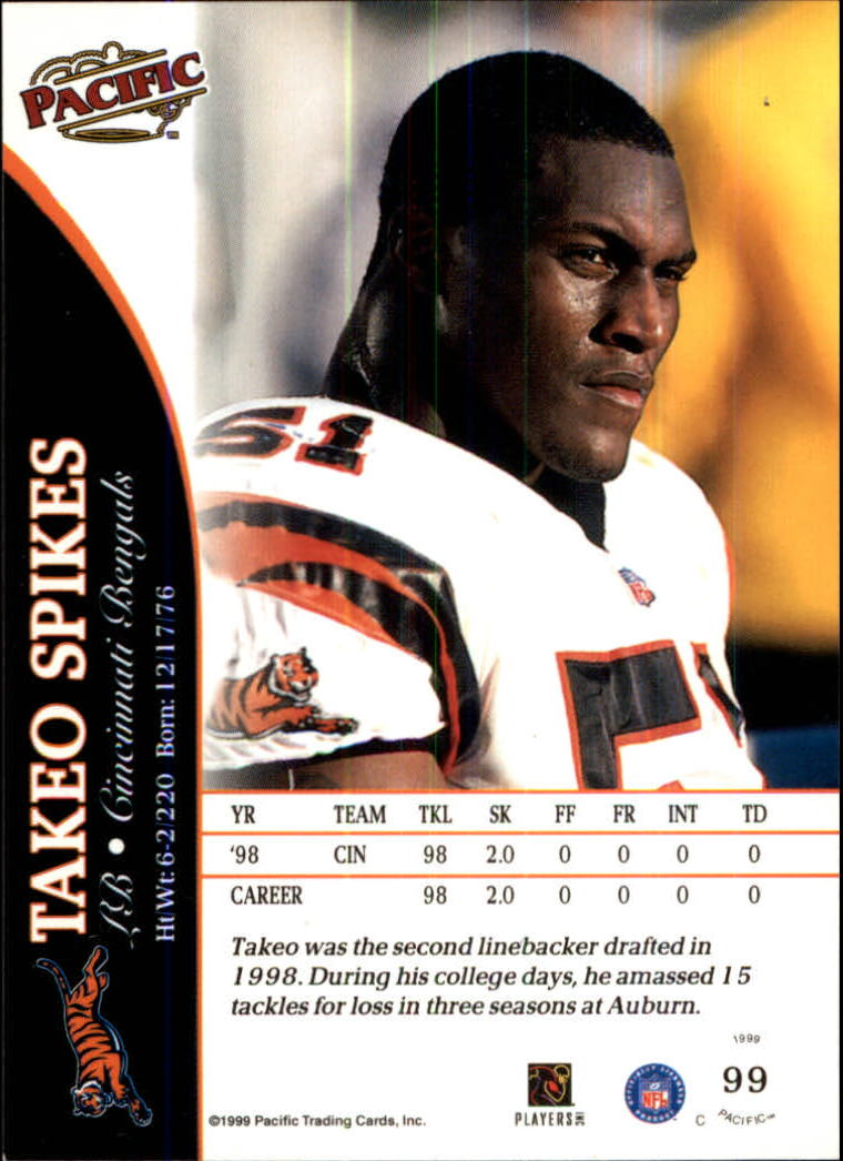 1999 Pacific #99 Takeo Spikes back image