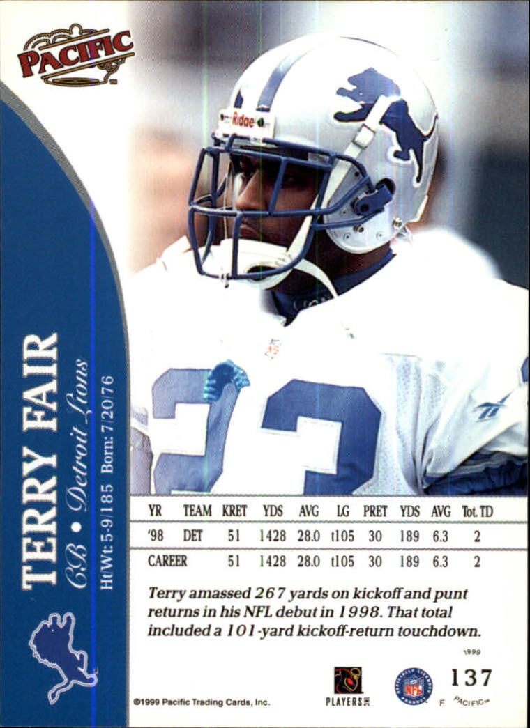 1999 Pacific #137 Terry Fair back image